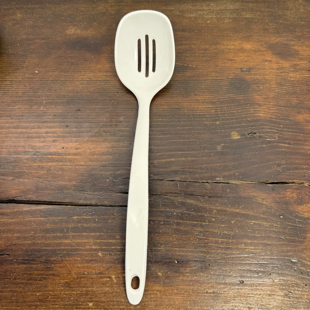 Vintage Kamenstein‎ Melamine Kitchen Utensils Slotted Spoon White Retro Granny